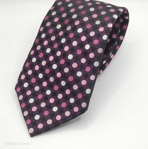 Sean John Tie Necktie Silk Purple Black and Pink Geometric Square Formal Tag - Picture 1 of 12